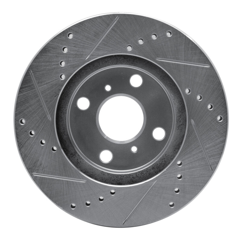 Scion XA Brake Rotor (1) - Front Right - R1 Concepts - Drilled & Slotted - Silver - `04-`06
